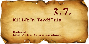 Kilián Terézia névjegykártya